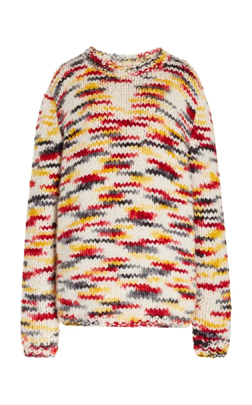 Lawrence Knit Sweater in Space Dye Fire Multi Welfat Cashmere Handmade Hand-knitted Hand-woven Lawrence Knit Sweater in Space Dye Fire Multi Welfat Cashmere Handmade Hand-knitted Hand-woven