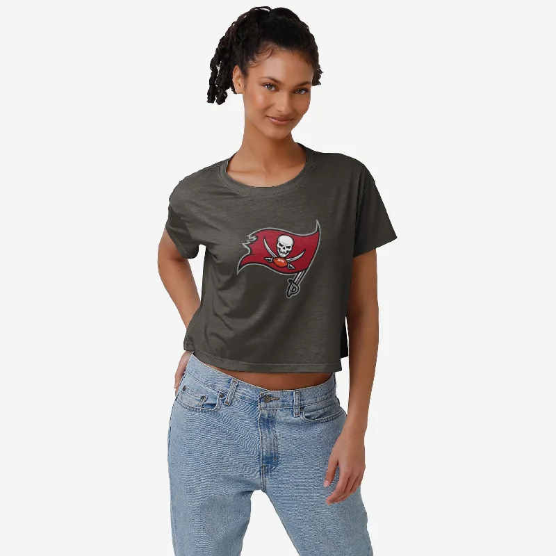 Tampa Bay Buccaneers Womens Alternate Team Color Crop Top Notch Collar Peter Pan Collar Cowl Neck Tampa Bay Buccaneers Womens Alternate Team Color Crop Top Notch Collar Peter Pan Collar Cowl Neck