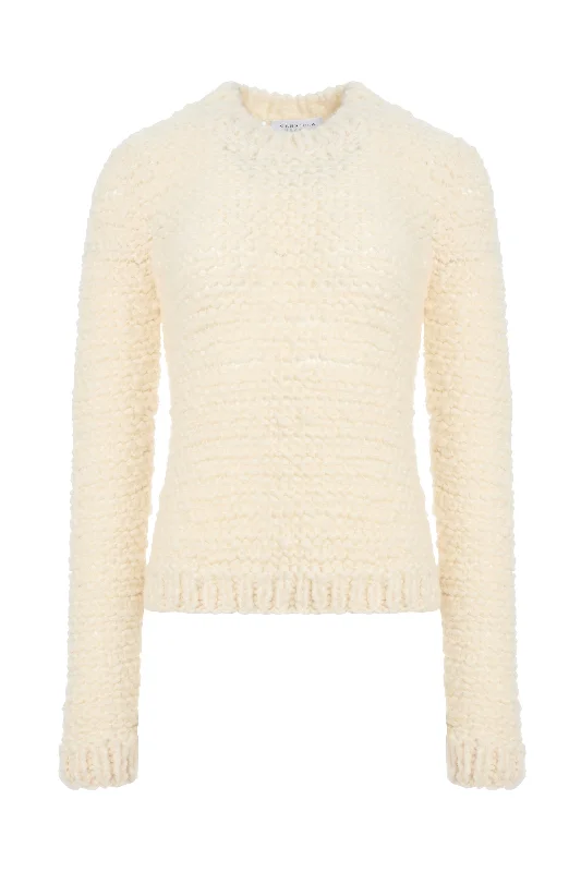 Durand Knit Sweater in Ivory Welfat Cashmere Faux Fur Fabric Real Fur Fabric Shearling Fabric Durand Knit Sweater in Ivory Welfat Cashmere Faux Fur Fabric Real Fur Fabric Shearling Fabric