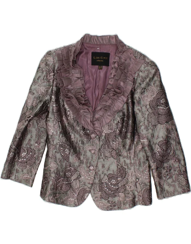 VINTAGE Womens 3 Button Blazer Jacket UK 12 Medium Green Floral Acetate Faux Fur Jacket Real Fur Jacket Shearling Jacket VINTAGE Womens 3 Button Blazer Jacket UK 12 Medium Green Floral Acetate Faux Fur Jacket Real Fur Jacket Shearling Jacket