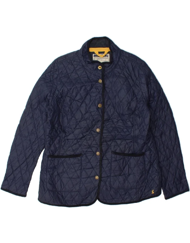JOULES Womens Quilted Jacket UK 18 XL Navy Blue Polyamide Ribbed Jacket Pleated Jacket Ruffled Jacket