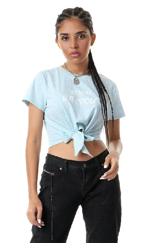 57640 " Be You But Cooler" Printed Front Tie Mint Crop Top Rayon Fabric Velvet Fabric Corduroy Fabric 57640 " Be You But Cooler" Printed Front Tie Mint Crop Top Rayon Fabric Velvet Fabric Corduroy Fabric