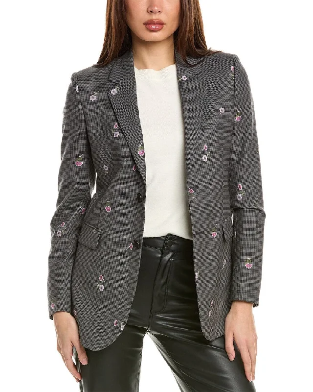 RED Valentino Wool-Blend Jacket Herringbone Jacket Houndstooth Jacket Plaid Jacket
