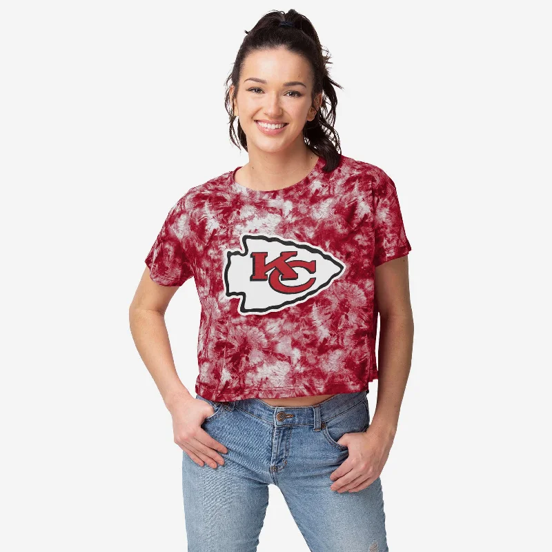 Kansas City Chiefs Womens Tie-Dye Big Logo Crop Top Mesh Blend Leather Blend Suede Blend Kansas City Chiefs Womens Tie-Dye Big Logo Crop Top Mesh Blend Leather Blend Suede Blend