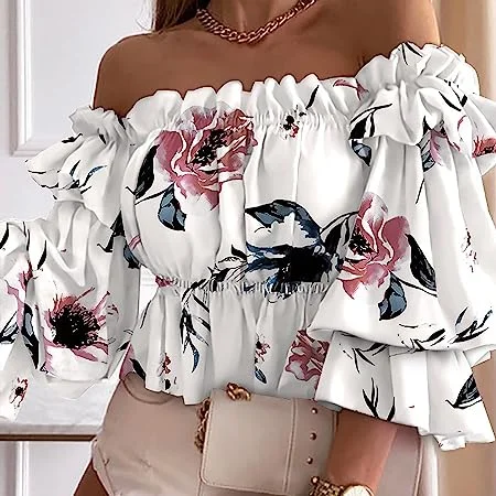 Women's Long Sleeve Ruffle Hem Peplum Crop Top Renaissance Peasant Blouse Off Shoulder Short Smocked Wench Top Lightweight S4440251 Cozy Warm Stylish Women's Long Sleeve Ruffle Hem Peplum Crop Top Renaissance Peasant Blouse Off Shoulder Short Smocked Wench Top Lightweight S4440251 Cozy Warm Stylish