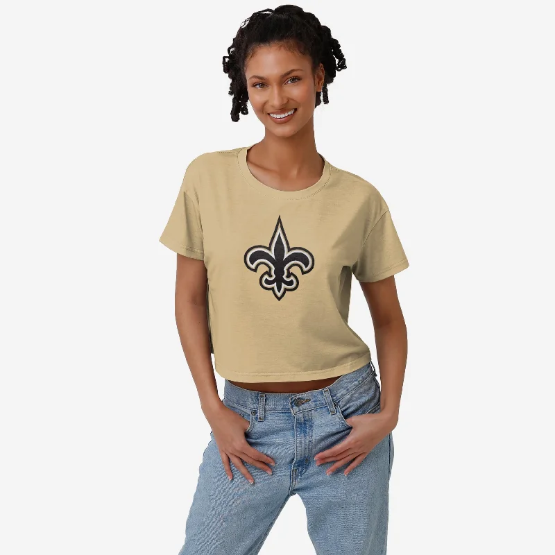 New Orleans Saints Womens Alternate Team Color Crop Top Collared Crop Top Boat Neck A-Line New Orleans Saints Womens Alternate Team Color Crop Top Collared Crop Top Boat Neck A-Line