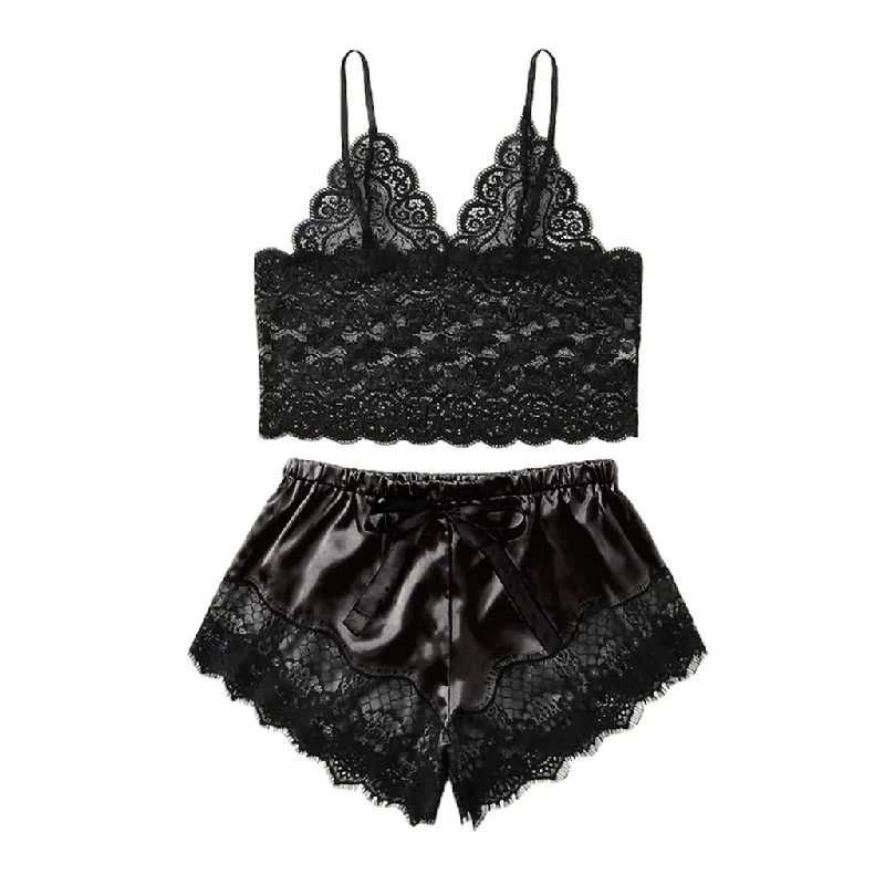 Maxbell Women Sexy Lace Vest Crop Tops Panty Lingerie Sleepwear Black XXXL Solid Color Striped Floral Maxbell Women Sexy Lace Vest Crop Tops Panty Lingerie Sleepwear Black XXXL Solid Color Striped Floral