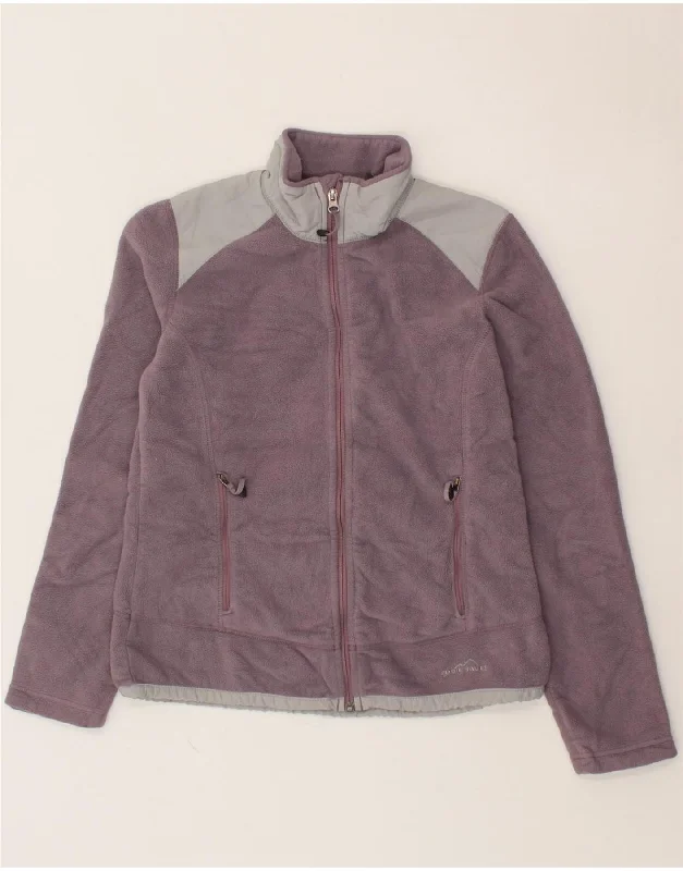 EDDIE BAUER Womens Fleece Jacket UK 10 Small Purple Colourblock Polyester Nylon Fabric Polyester Fabric Spandex Fabric