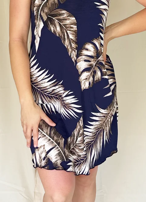 Navy Palm Cabana Dress w/pockets