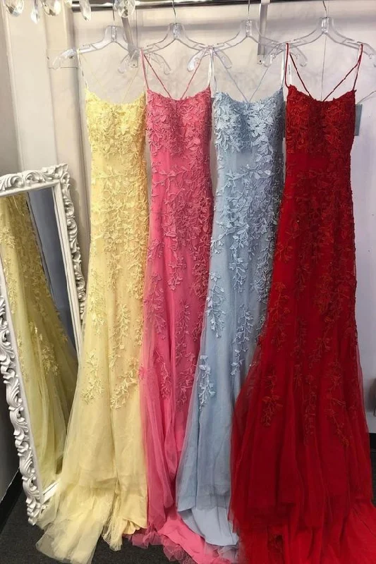 elegant red lace appliques prom dress long mermaid dress 2021    cg21069