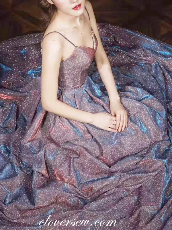Fashion Shiny Satin Spaghetti Strap Prom Dresses,CP0170