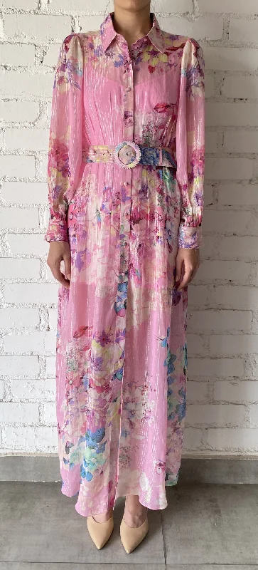 APRIL PINK FLORAL VISCOSE DRESS