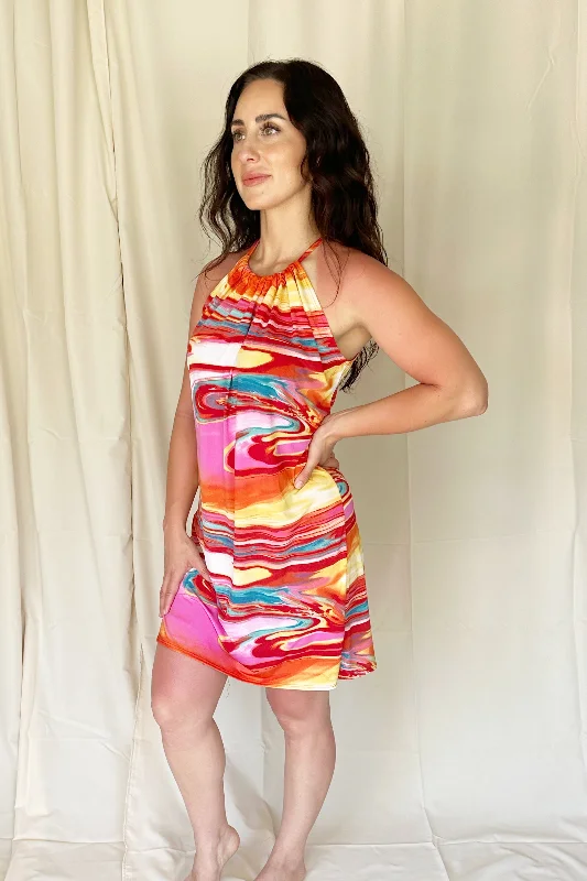 Red Swirl Spaghetti Dress
