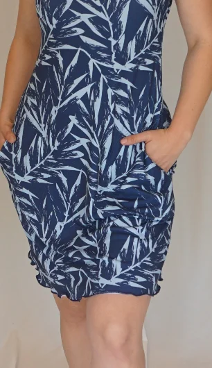 Midnight Palm Cabana Dress w/pockets