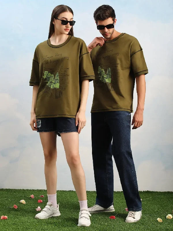 Dillinger Olive Green Graphic Oversized Drop shoulder T-shirt Houndstooth Herringbone Solid Dillinger Olive Green Graphic Oversized Drop shoulder T-shirt Houndstooth Herringbone Solid