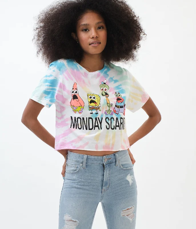 Aeropostale SpongeBob Monday Scaries Tie-Dye Graphic Tee Mesh Blend Leather Blend Suede Blend Aeropostale SpongeBob Monday Scaries Tie-Dye Graphic Tee Mesh Blend Leather Blend Suede Blend