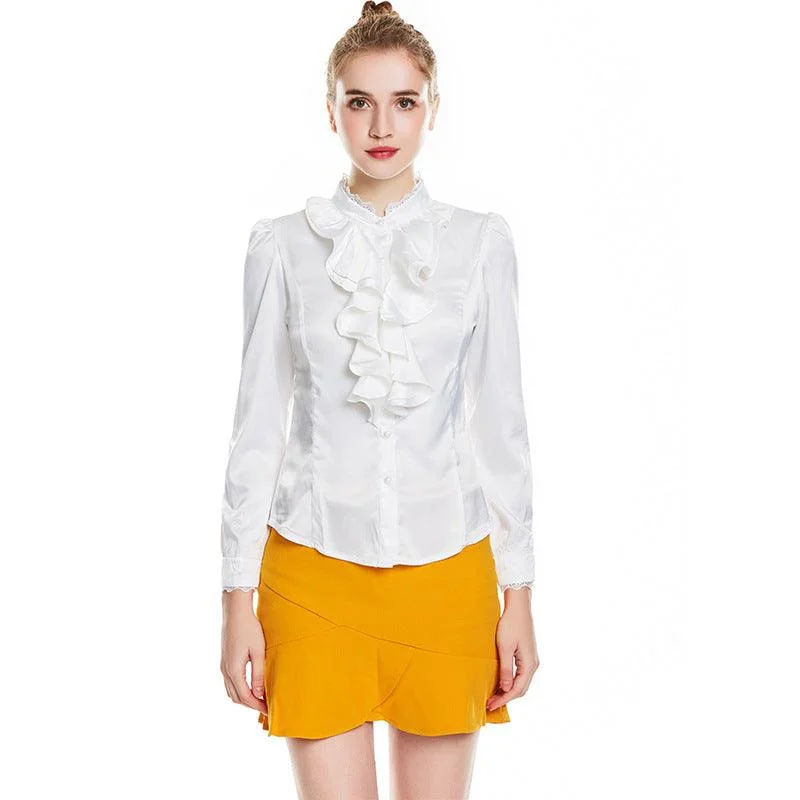 Women's Fashion Solid Color Long Sleeve Silk-like Shirt Satin Fabric Silk Fabric Chiffon Fabric Women's Fashion Solid Color Long Sleeve Silk-like Shirt Satin Fabric Silk Fabric Chiffon Fabric